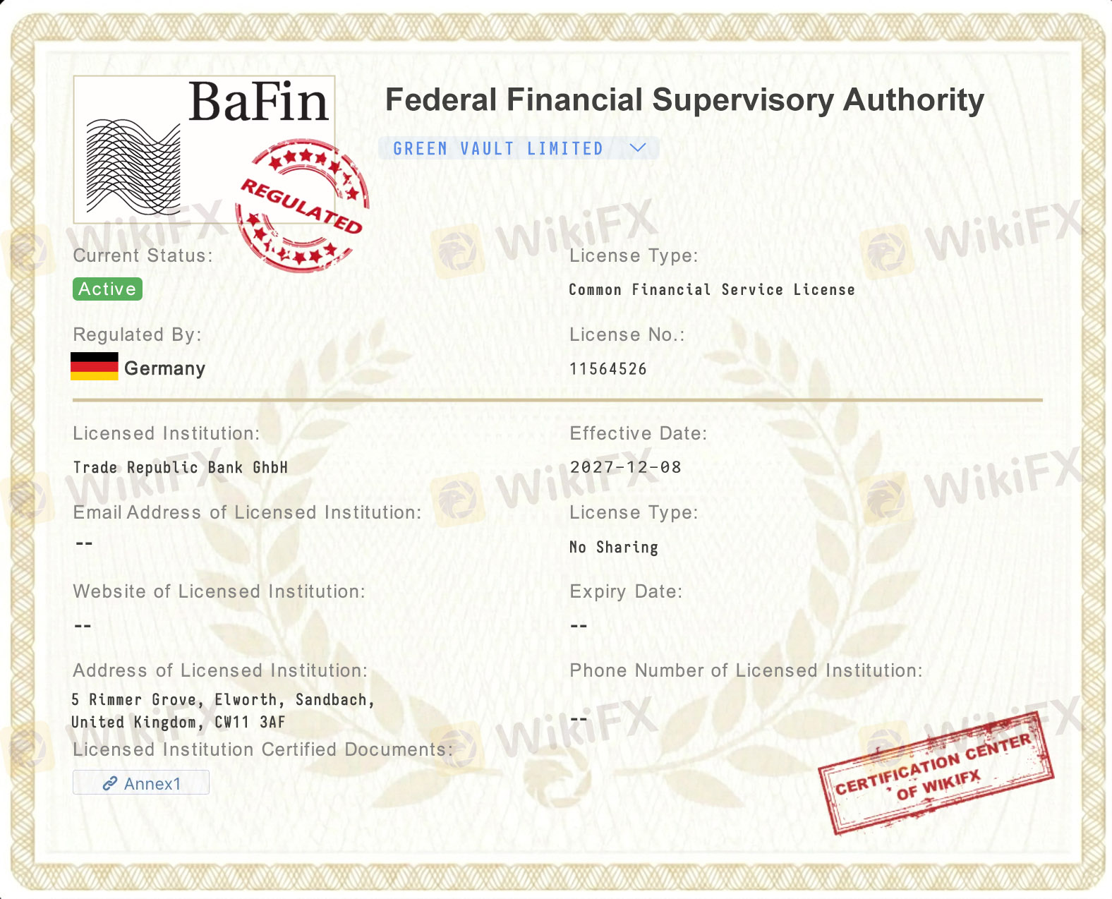 License Certificate